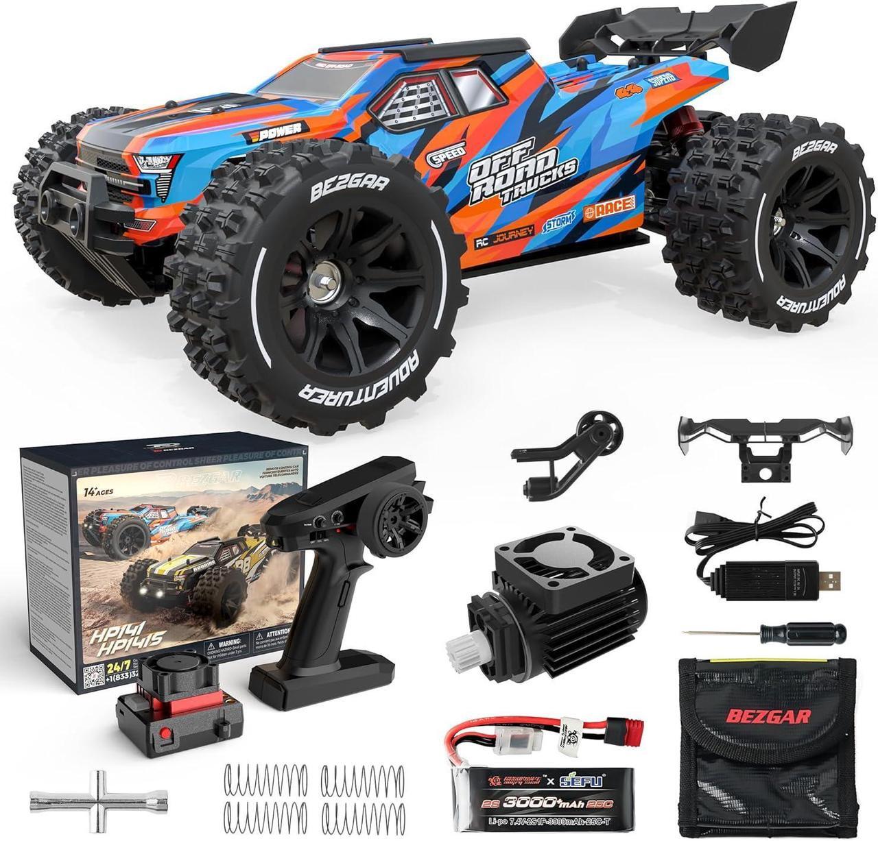 Main image of BEZGAR HP141 Fast RC Cars for Adults - Max 50MPH Brushless RC Car, RC Trucks 4x4 Offroad Waterproof, 1:14 Scale RC Monster Trucks, Hobby Off Road RC Electric Car, Remote Control Cars for Adults