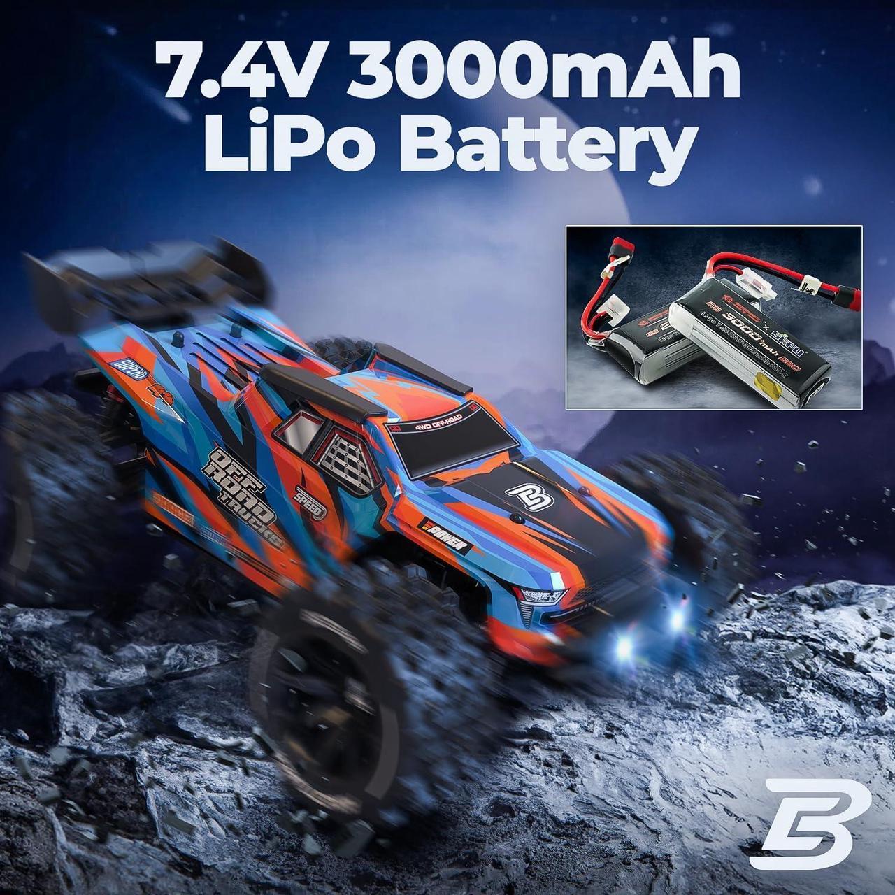 Alt view image 3 of 6 - BEZGAR HP141 Fast RC Cars for Adults - Max 50MPH Brushless RC Car, RC Trucks 4x4 Offroad Waterproof, 1:14 Scale RC Monster Trucks, Hobby Off Road RC Electric Car, Remote Control Cars for Adults