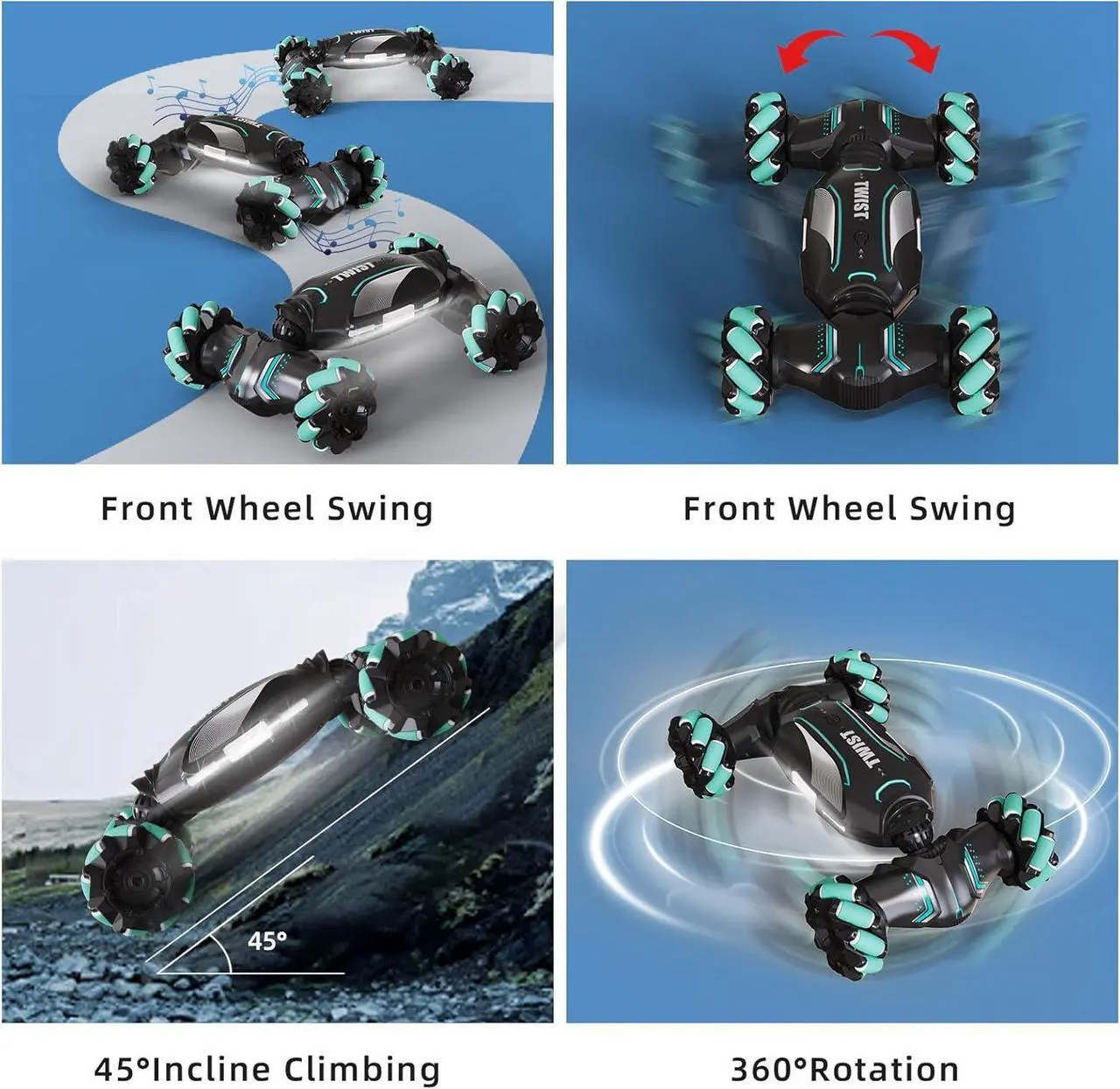 Alt view image 3 of 6 - Gesture Sensing RC Stunt Car Toys for 6-12 Year Boys Girls - Ideas Birthday Gifts for Kids, Drift Hand Controlled Remote Control Twist Cars 4WD Offroad 360° Rotation with Light Music