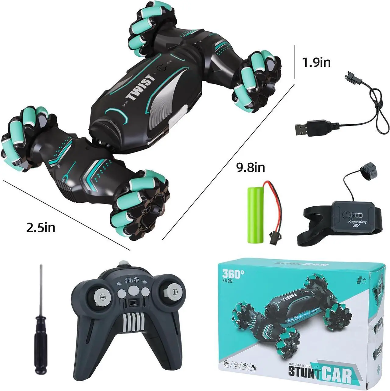 Alt view image 4 of 6 - Gesture Sensing RC Stunt Car Toys for 6-12 Year Boys Girls - Ideas Birthday Gifts for Kids, Drift Hand Controlled Remote Control Twist Cars 4WD Offroad 360° Rotation with Light Music