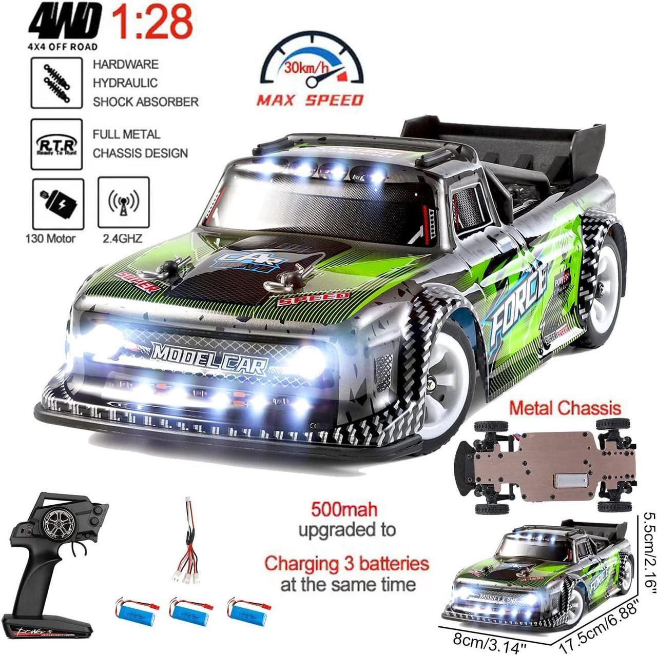 Alt view image 2 of 6 - Wltoys 284131 RC Cars 1/28 Mini Drift RC Car with 3pcs Upgraded 500mah Battery 30km/h RC Drift Cars 130 Brushed Motor 2.4GHz Remote Control Car LED Car Lamp 4WD Micro RC Drift Car for Adults Gifts