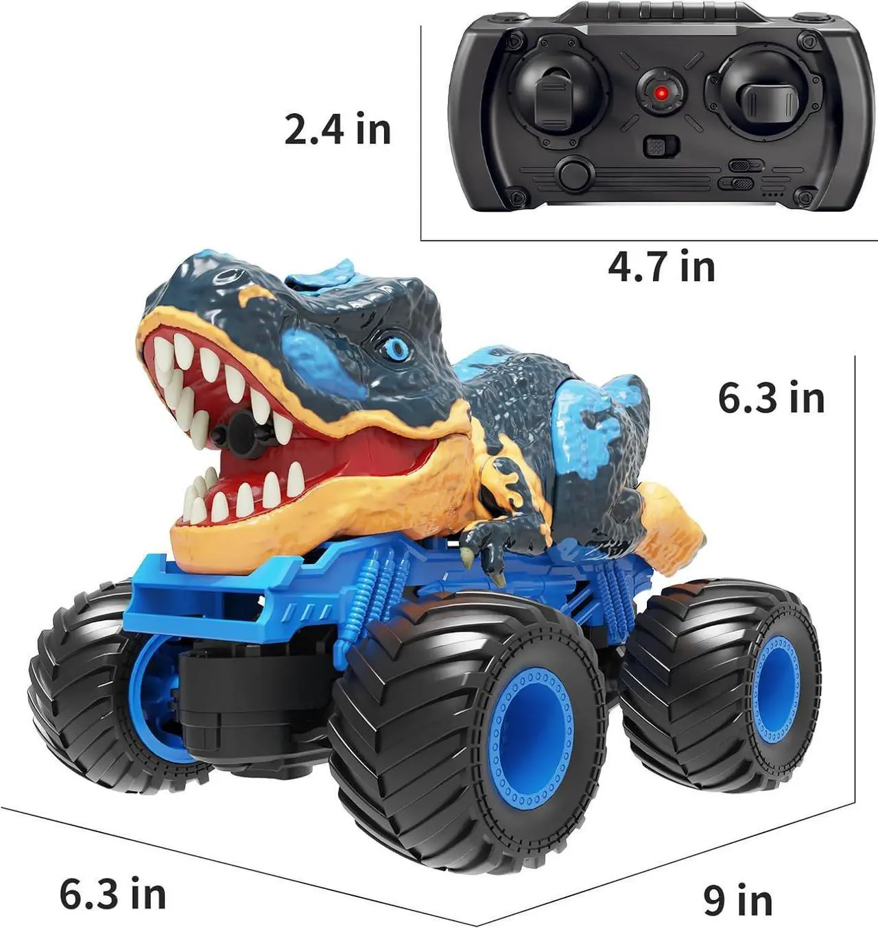 Alt view image 6 of 7 - 2.4Ghz Remote Control Dinosaur Truck for Kids 3 4 5 6 7 8 Years Old, RC Dino Car for Toddlers, Hobby RC Monster Car with Light & Sound, Spray Features, Gift for Boys Girls