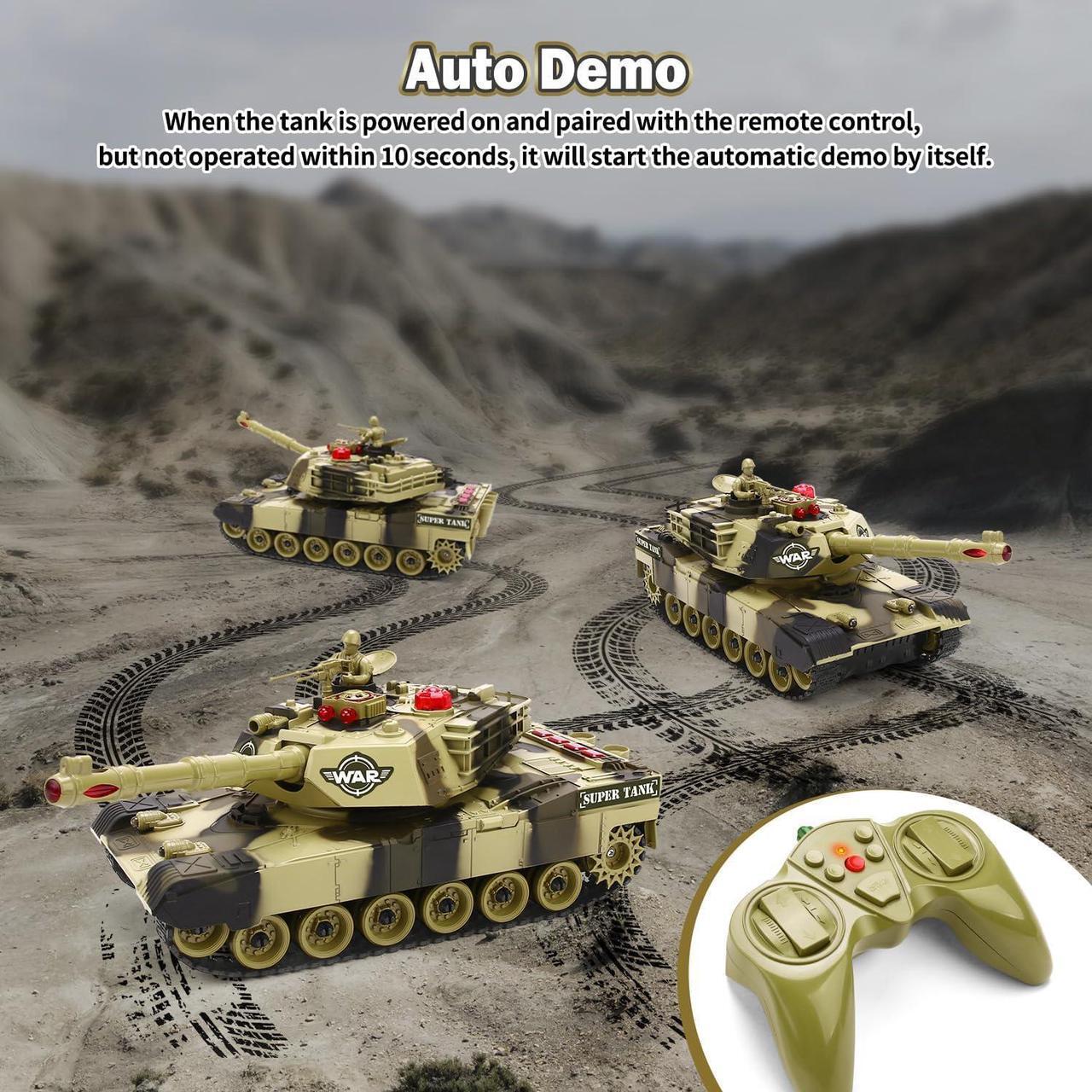 Alt view image 5 of 6 - Remote Control Tank for Boys - Kids Simulated Army Tank Toy, 1:28 Scale 8 Channels RC Tanks with Toy Soldiers, 2 Batteries, Rotating Turret & Sound, Military Toys Great Gift for Boys Age 8 9 10