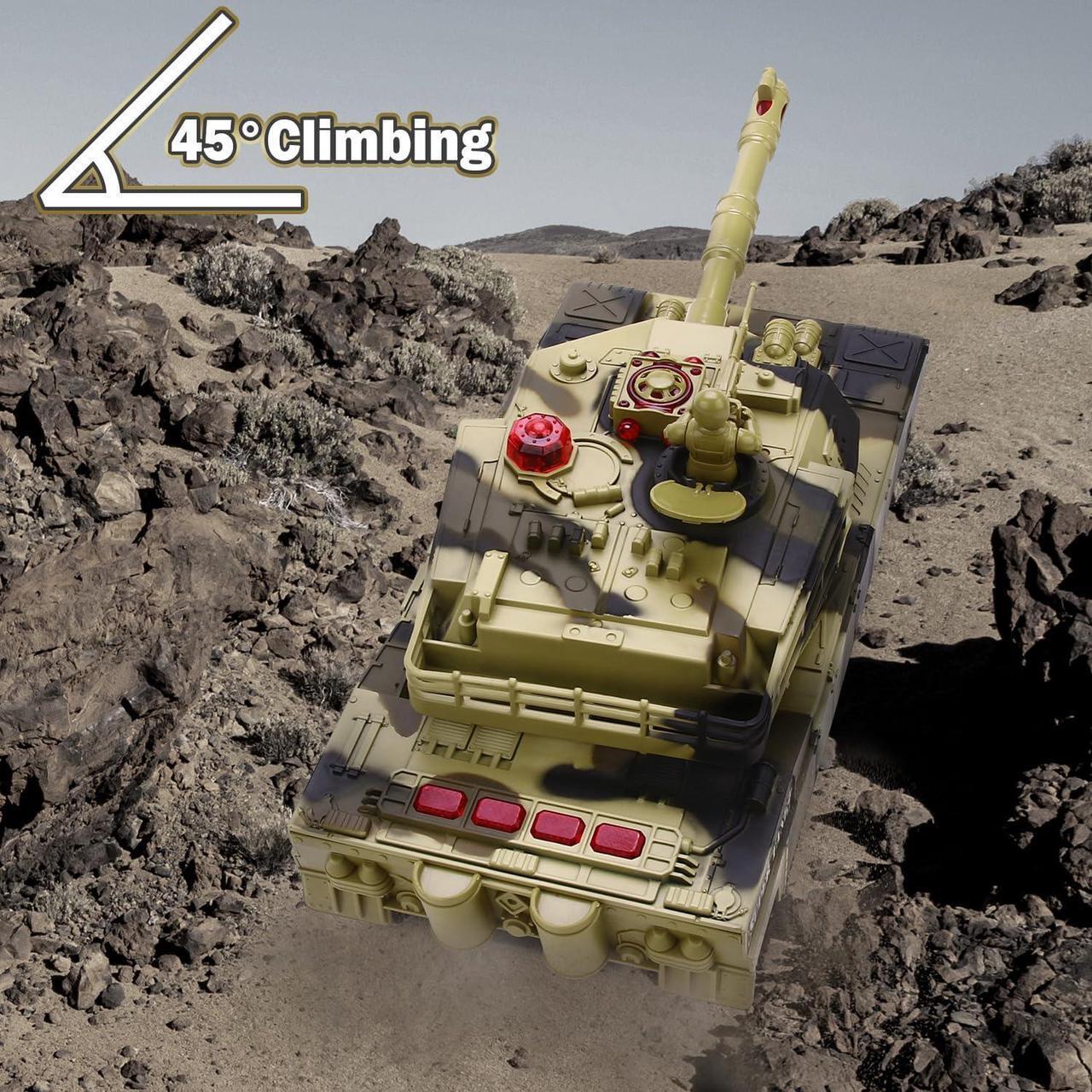 Alt view image 4 of 6 - Remote Control Tank for Boys - Kids Simulated Army Tank Toy, 1:28 Scale 8 Channels RC Tanks with Toy Soldiers, 2 Batteries, Rotating Turret & Sound, Military Toys Great Gift for Boys Age 8 9 10