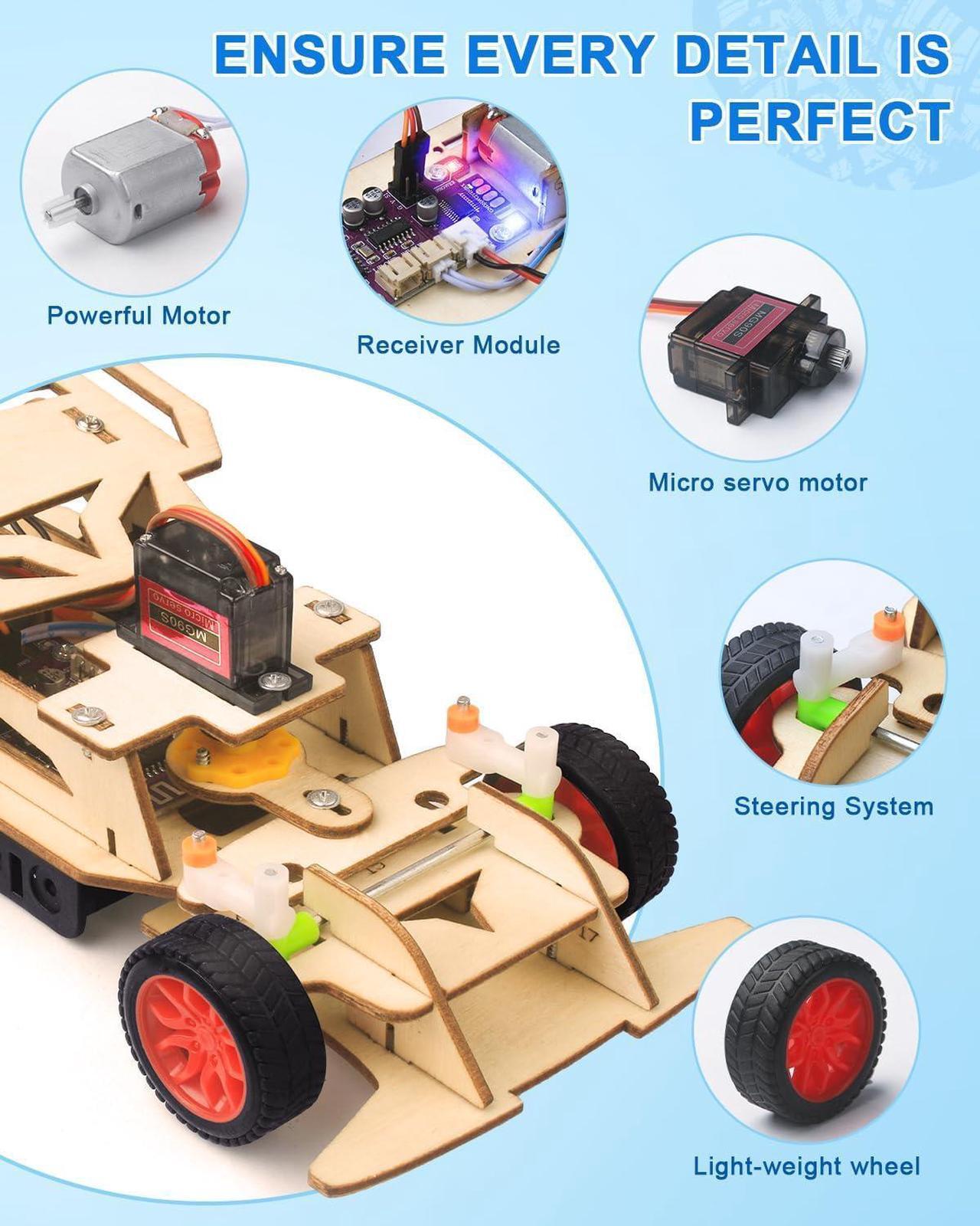Alt view image 3 of 6 - Poraxy STEM Kits for Kids Age 8-10-12, Building Remote Control Model Car, Wooden 3D Puzzles, Toys for Ages 8-13, Science Educational Projects Crafts, Gifts for 8 9 10 11 12 13 Year Old Teen Boys Girls