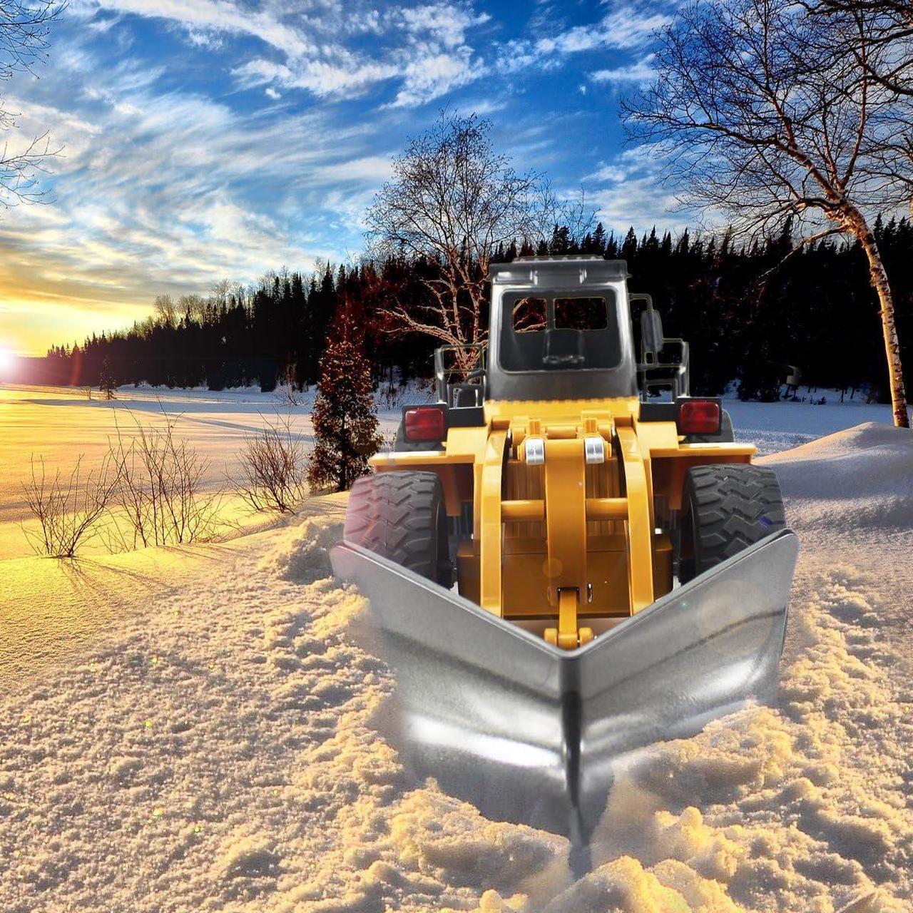 Alt view image 6 of 7 - fisca RC Truck Remote Control Snow Plow 6 Channel 2.4G Alloy Snow Sweeper Vehicle 4WD Tractor Toy with Lights for Kids