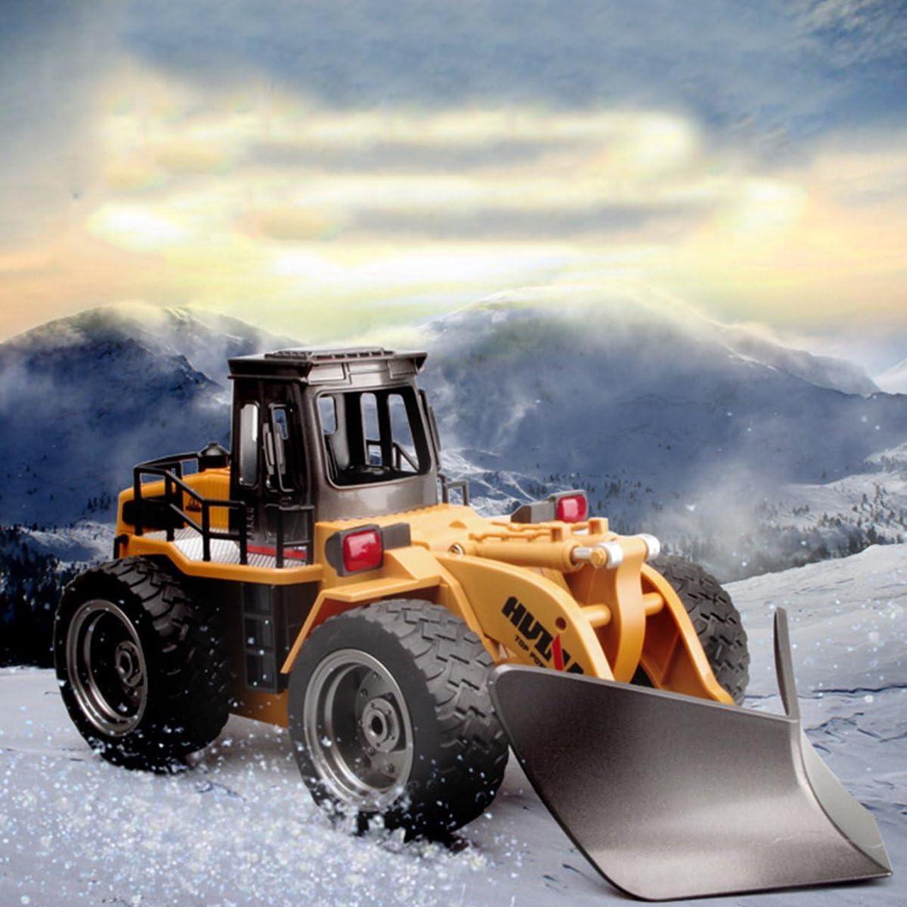 Alt view image 7 of 7 - fisca RC Truck Remote Control Snow Plow 6 Channel 2.4G Alloy Snow Sweeper Vehicle 4WD Tractor Toy with Lights for Kids