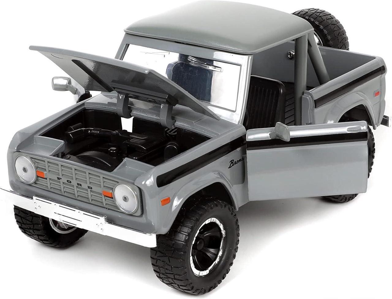 Alt view image 6 of 6 - Jada Toys Just Trucks 1:24 1973 Ford Bronco Die-cast Car Grey, Toys for Kids and Adults