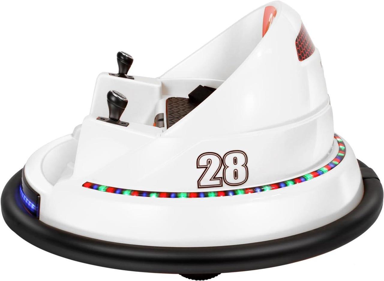Alt view image 3 of 6 - Kids Race Toy 6V Electric Ride On Bumper Car Vehicle Remote Control 360 Spin DIY Numbers 00-99 ASTM-Certified Dark White