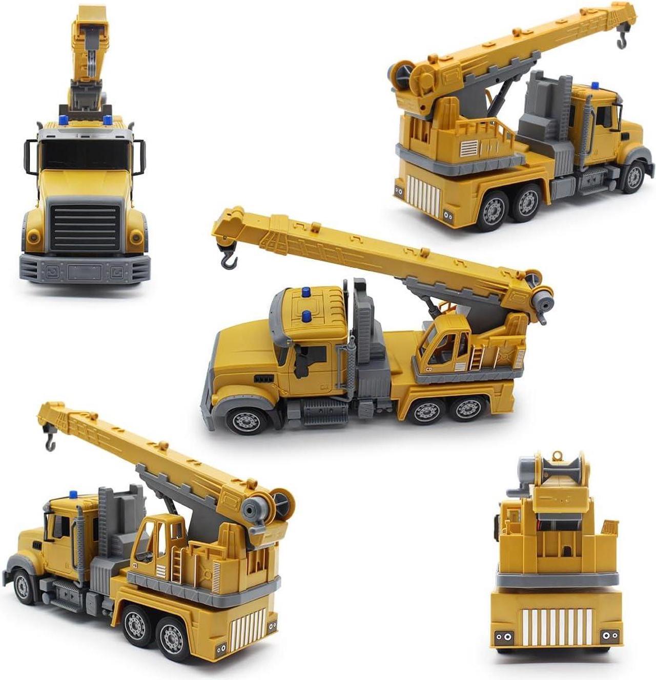Alt view image 7 of 7 - Remote Control Crane Truck Toy, RC Crane Truck 7 Channel 1:24 Construction Vehicles Toyswith One-Touch Lift Sounds & Lights, Two Rechargeable Batteries, Kids Cranes Toy for Boy Gift