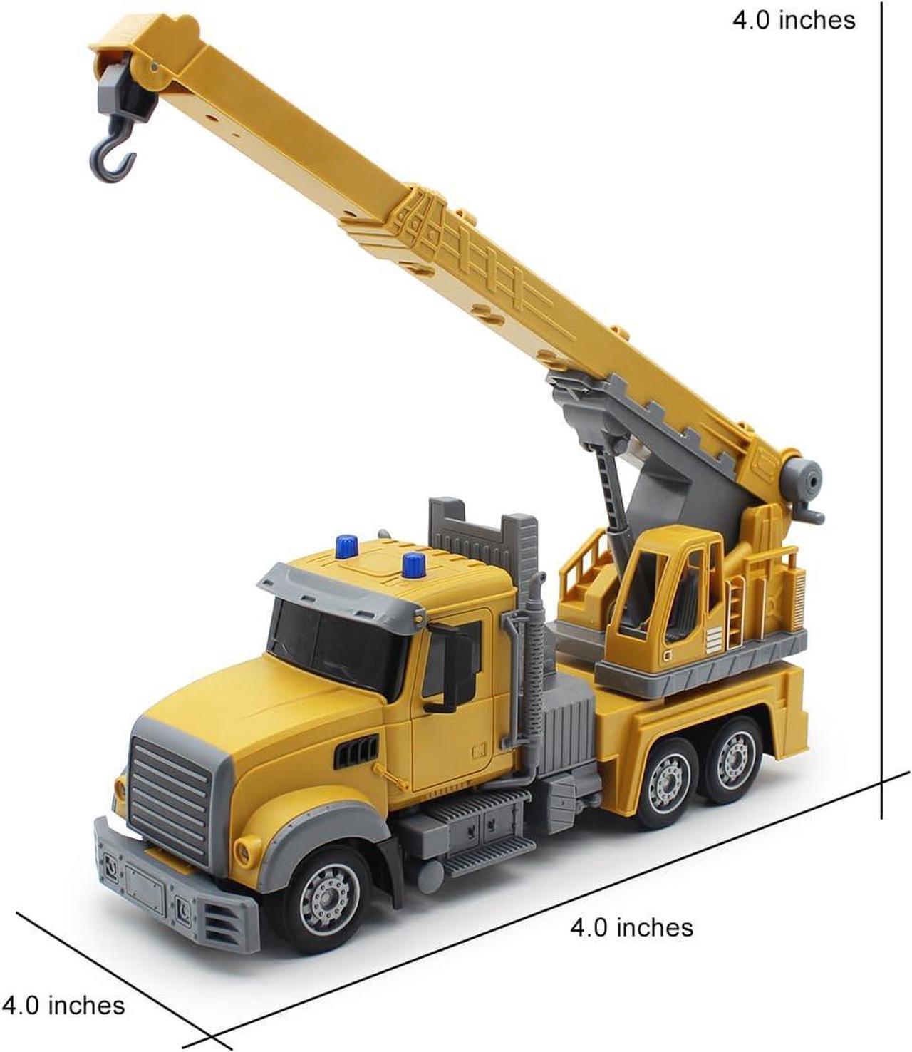 Alt view image 6 of 7 - Remote Control Crane Truck Toy, RC Crane Truck 7 Channel 1:24 Construction Vehicles Toyswith One-Touch Lift Sounds & Lights, Two Rechargeable Batteries, Kids Cranes Toy for Boy Gift