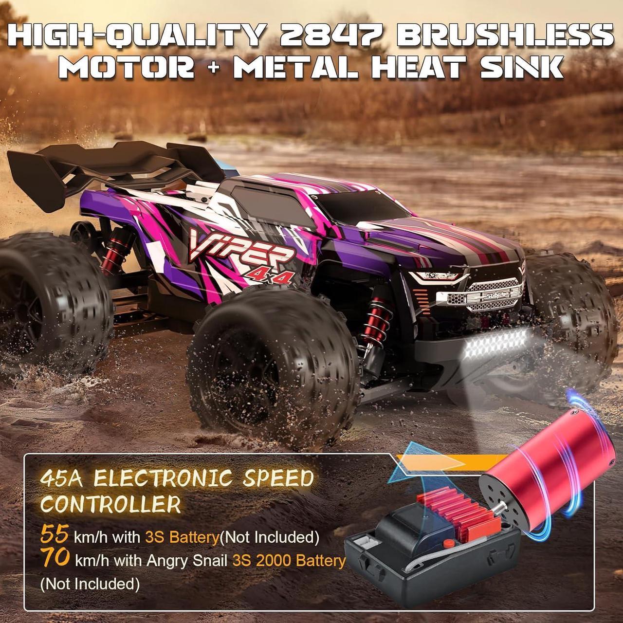 Alt view image 2 of 7 - 1/16 Scale Brushless RC Buggy for Adults, High Speed Fast Up to 37 MPH Remote Control Off-Road RC Car, 4X4 RTR All Terrains RC Truck, Hobby RC Electric Vehicle Car for Snow,Sand & Mud(S909)