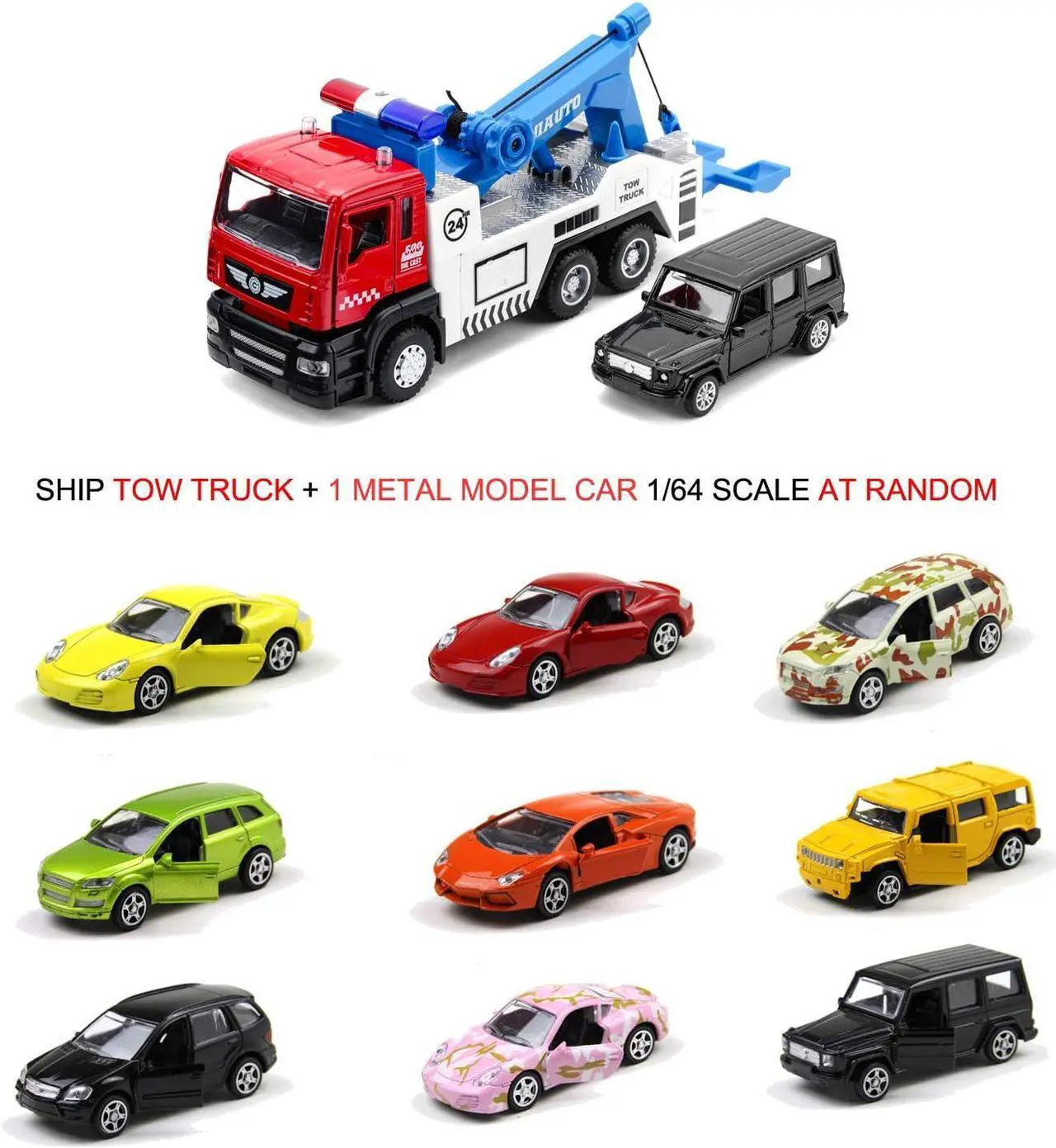 Alt view image 2 of 6 - haomsj Toy Tow Truck Pull Back Toy Cars Miniature Carrier Truck Toy for Boys and Girls, Lights and Sound