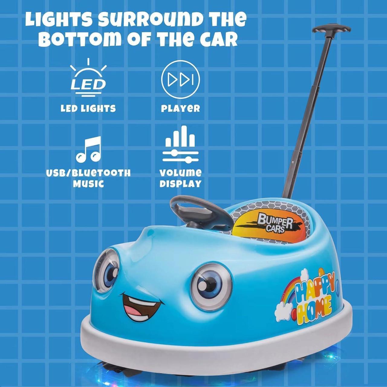 Alt view image 2 of 7 - 12V Electric Ride on Kids Bumper Car w/Remote Control,360 Degree Spin,Push Rod Rocker Horse Function,3-Speeds Babies & Toddlers Bumping Car Ride on Toy Gift for 1-6 Years Children (Blue)