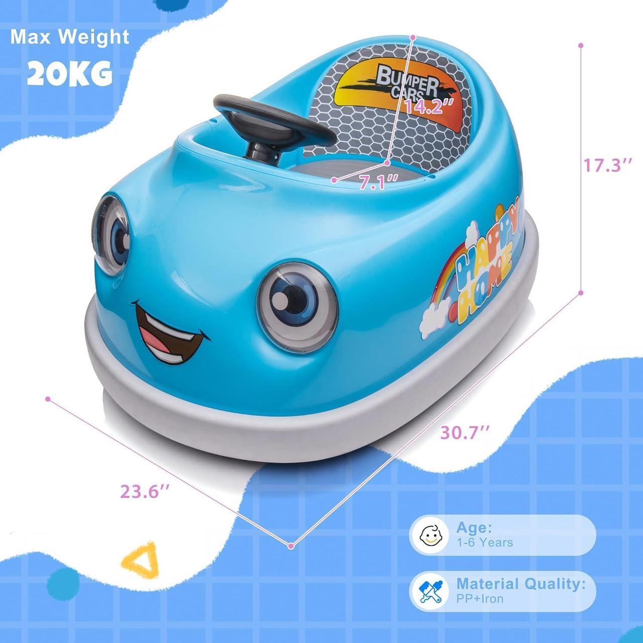 Alt view image 4 of 7 - 12V Electric Ride on Kids Bumper Car w/Remote Control,360 Degree Spin,Push Rod Rocker Horse Function,3-Speeds Babies & Toddlers Bumping Car Ride on Toy Gift for 1-6 Years Children (Blue)