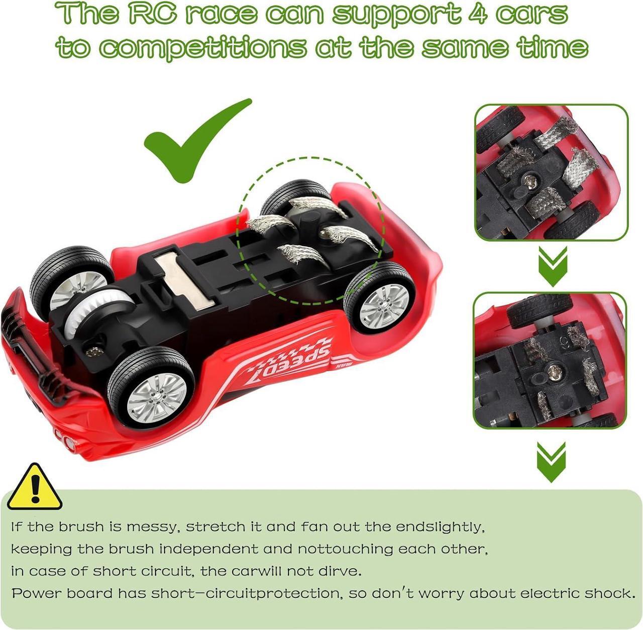Alt view image 6 of 7 - Slot Car Race Track Sets, 23ft Battery Powered or Electric Track with 4 Slot Cars, Dual Racing Game Lap Counters, Race Track Set Features a Loop, Turns, Straightaways and a Crossover for Boys Age 6-12
