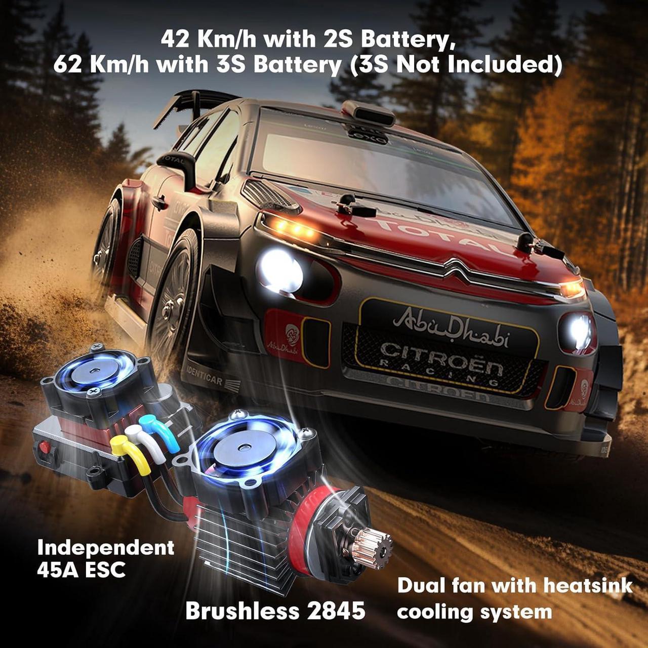 Alt view image 2 of 6 - MJX 14303 1/14 Citroen C3 Fast RC Cars for Adults, Max 40mph Brushless RC Drift Car with Gyro, RTR 4X4 High Speed Licensed RC Rally Car, 2 of 2000 mAh Drifting RC Remote Control Car for Adult