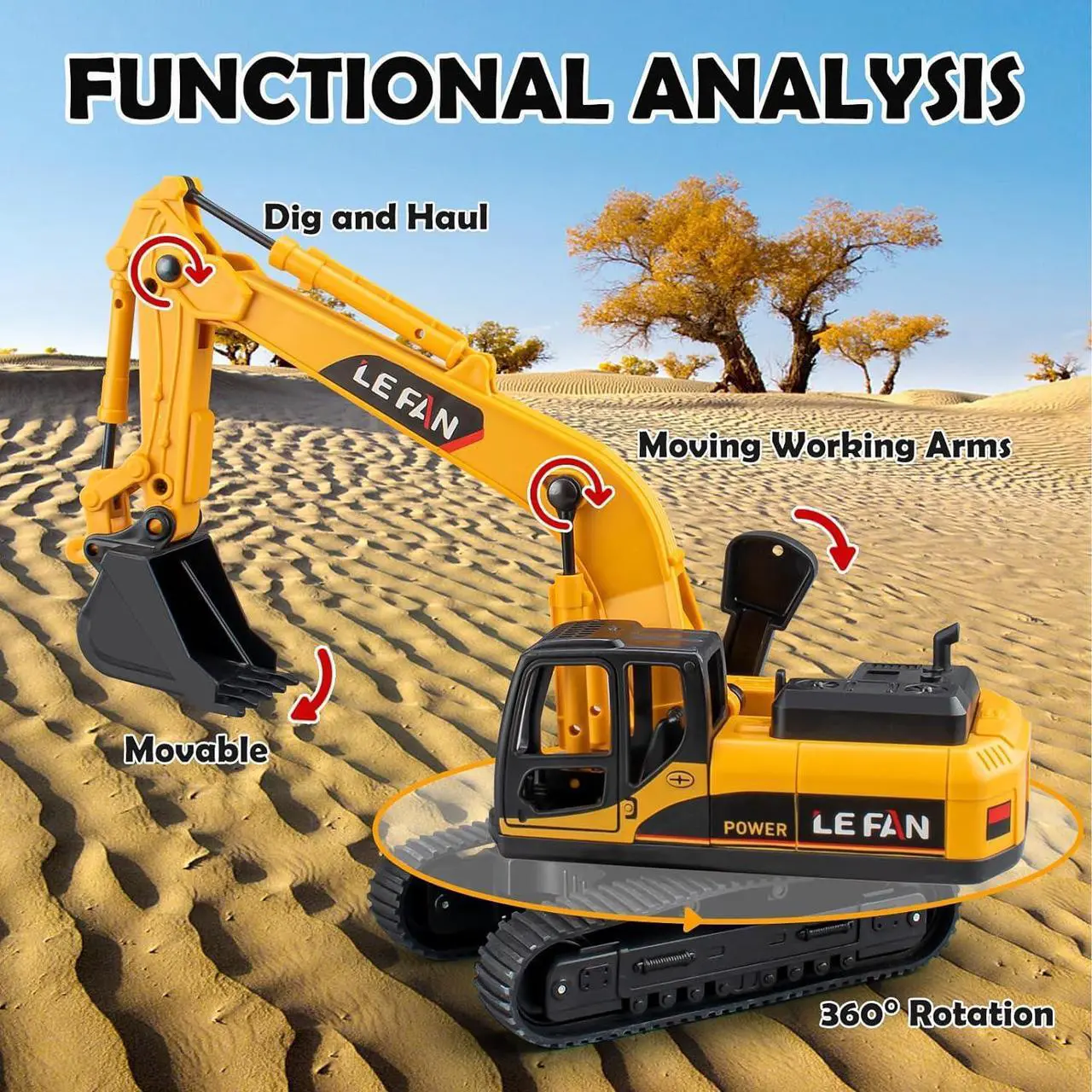 Alt view image 3 of 6 - 2.4Ghz Remote Control Semi Truck with Excavator-21.7 Inch RC Semi Truck Toy for Kids, Flatbed Truck with Excavator, 1:16 Scale Rechargeable Batterie Fast Speed Semi Truck with Excavator Toy
