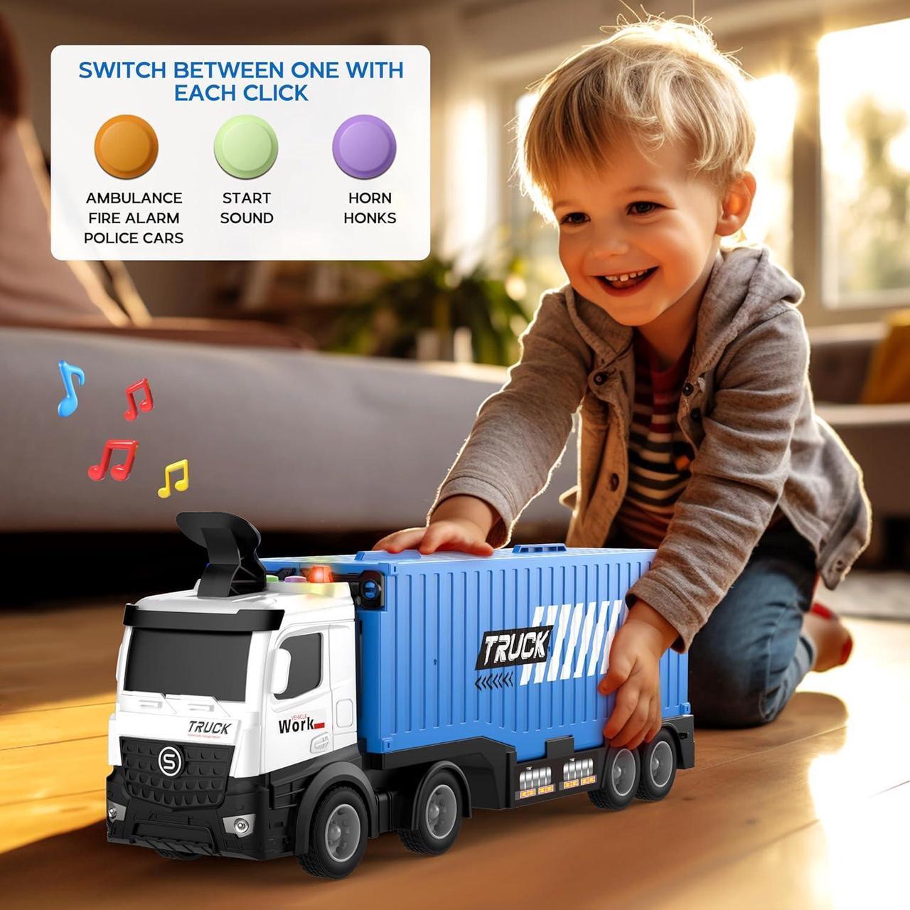 Alt view image 6 of 6 - Carrier Truck Race Track Toddlers Toys, Foldable 3 Layer Car Race Track Playset, Toy Truck Transport Car Carrier & 8 Race Cars, Truck Car Kids Toys Xmas Gifts for Age 3 4 5 6+ Years Old Boys Girls
