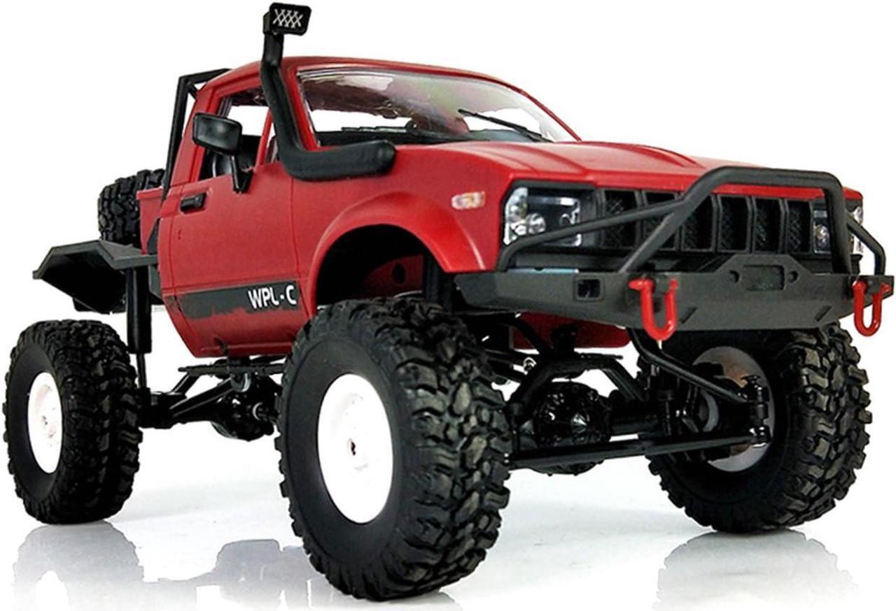 Main image of YIKESHU RC Truck Remote Control Rock Crawler Off-Road Racing Vehicles 1:16 2.4G 2CH 4WD Offroad RC Crawler Kids Toy Climb Semi Truck RTR Trailer LED Lights Red (WPL-C14)