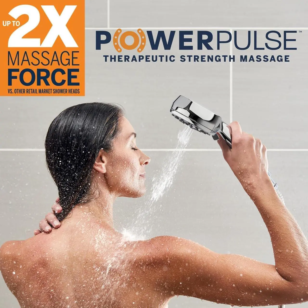 Alt view image 4 of 7 - Waterpik High Pressure Hand Held Shower Head With Hose, PowerPulse Massage 7-Mode, Chrome XPB-763ME