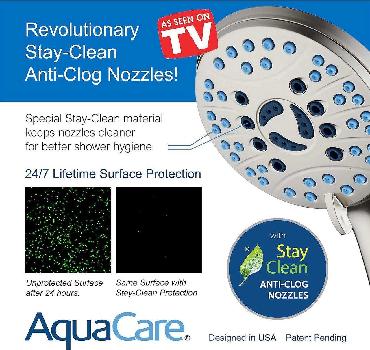 Alt view image 5 of 7 - Hotel Spa AquaCare As-Seen-On-TV High Pressure 48-setting Rain & Handheld 3-way Shower Head Combo - Anti-clog Nozzles/Tub, Tile & Pet Power Wash/Extra Long 6 ft. Hose/Satin Nickel Finish