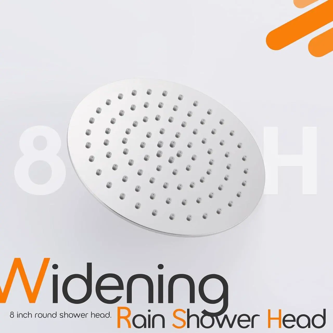 Alt view image 6 of 7 - Waterfall Showerhead 8-Inch Stainless Steel Bathroom Overhead Rainfall Shower Head with Adjustable Angle High Pressure, Chrome SH003CH-D8