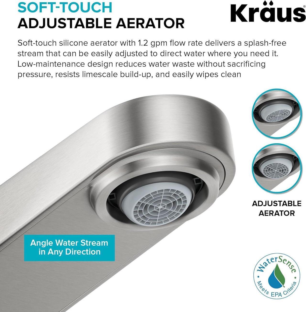 Alt view image 5 of 7 - KRAUS Indy Bathroom Faucet for Vessel Sink in Spot-Free Brushed Brass with Single Handle, Pop Up Drain and Supply Lines, KVF-1410SFBB