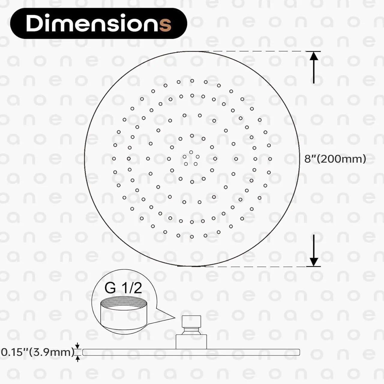 Alt view image 2 of 7 - Waterfall Showerhead 8-Inch Stainless Steel Bathroom Overhead Rainfall Shower Head with Adjustable Angle High Pressure, Chrome SH003CH-D8
