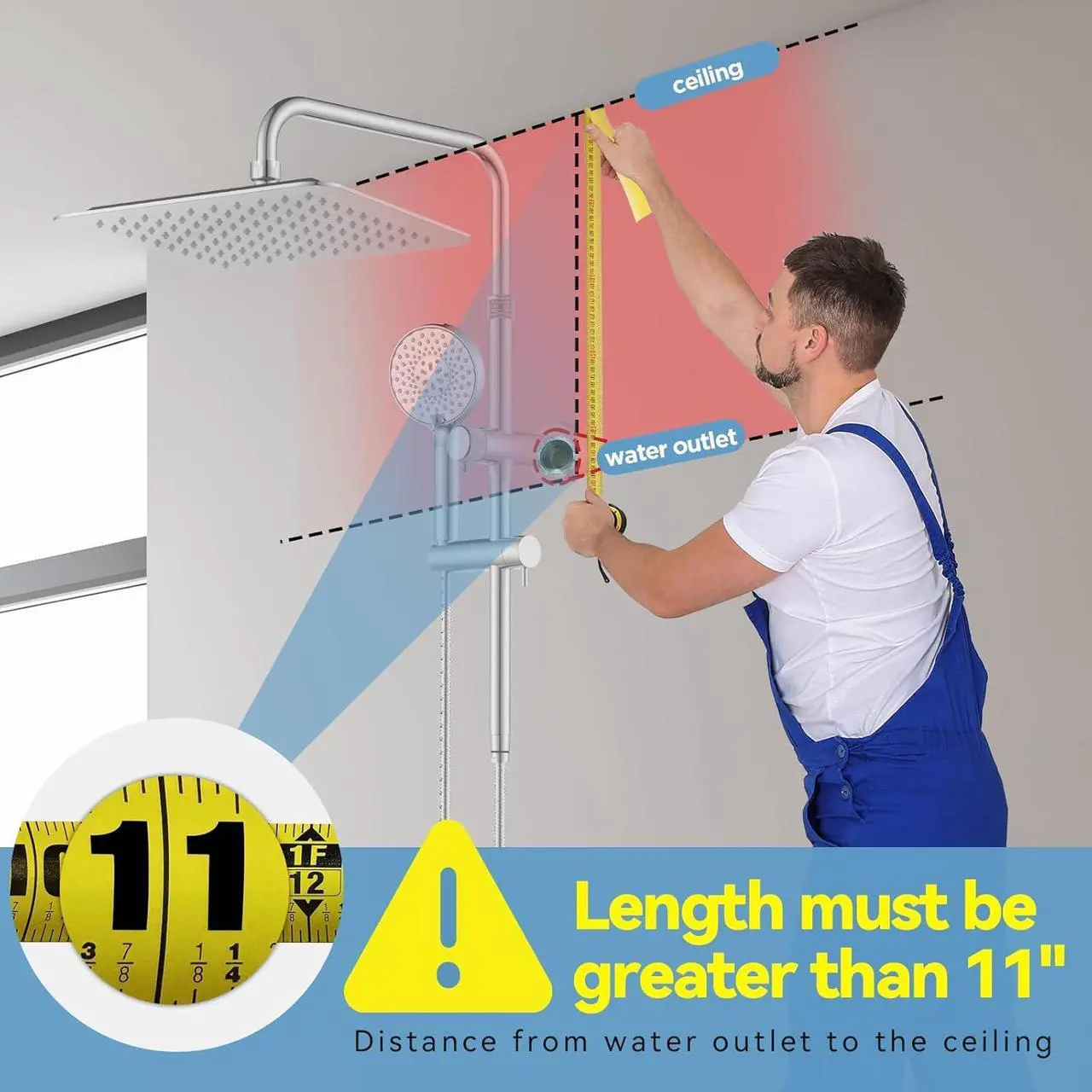 Alt view image 2 of 7 - Rainfall Shower Heads with Handheld Combo - 10 Inch High Pressure Rain Shower Head 9 Modes Handheld Shower Head with Height Adjustable Shower Extension Arm and Slide Bar - Chrome
