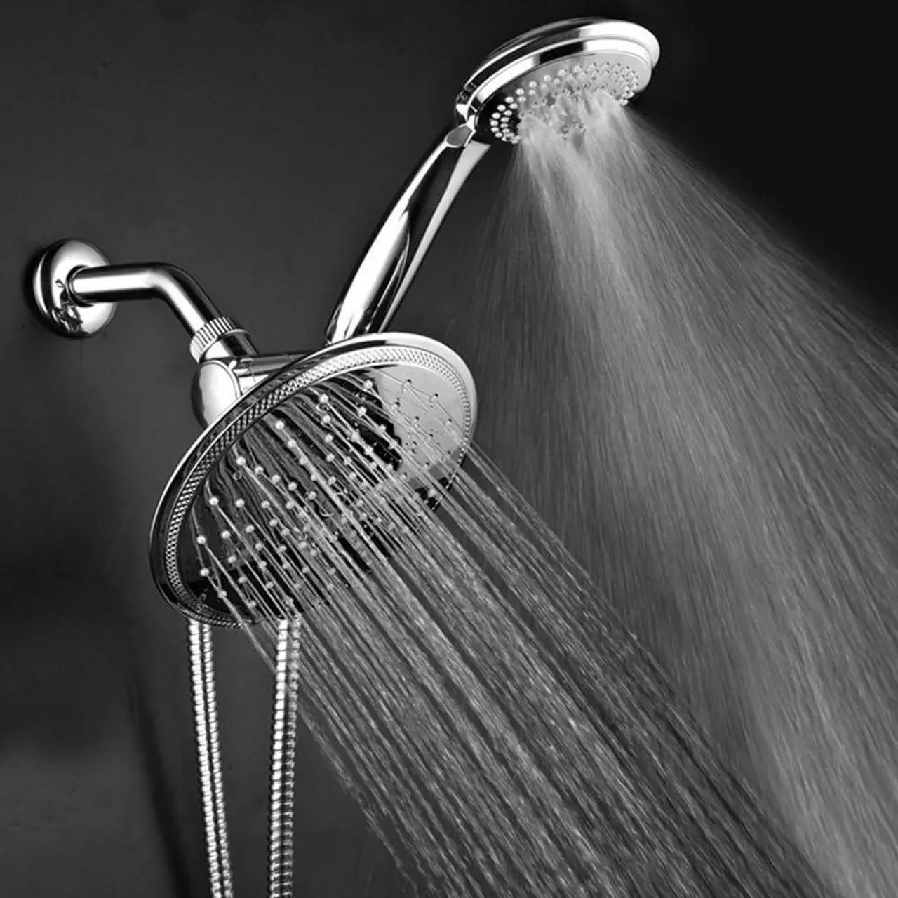 Alt view image 2 of 7 - Dream Spa 3-way 8-Setting Rainfall Shower Head and Handheld Shower Combo (Chrome). Use Luxury 7-inch Rain Showerhead or 7-Function Hand Shower for Ultimate Spa Experience!