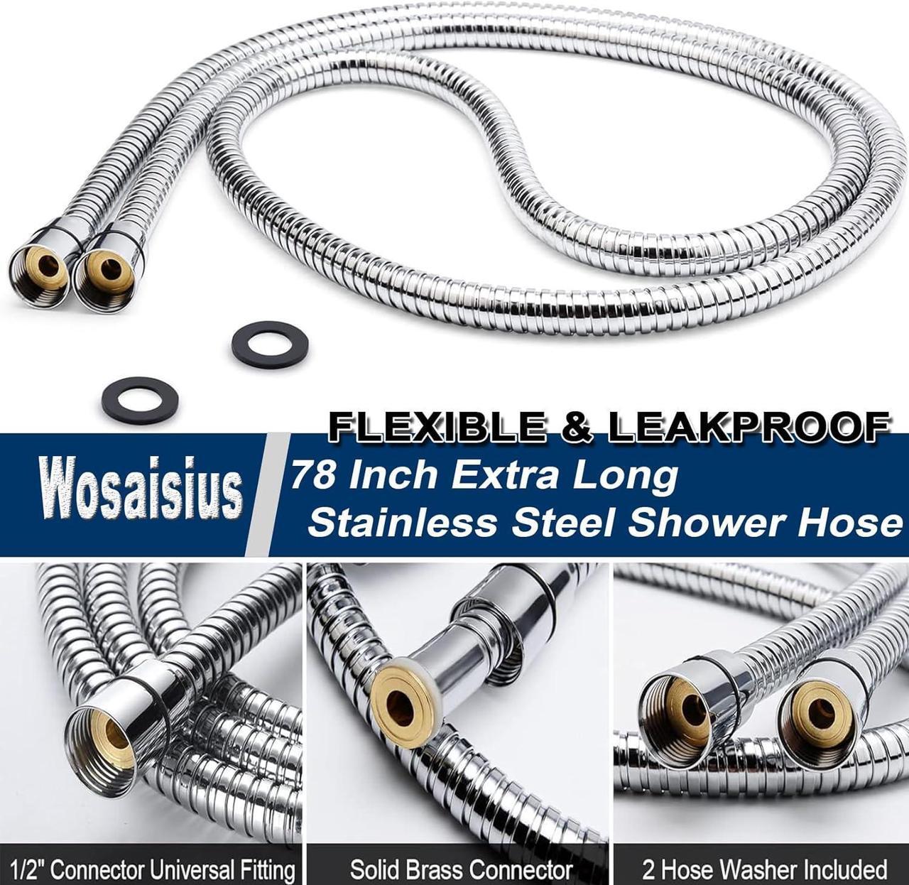 Alt view image 7 of 7 - High Pressure 6'' Rainfall Shower Head with Handheld Combo, Wosaisius All Metal Waterfall Showerhead, Dual Shower Head with 78" Shower Hose, 3-Way Diverter, Adhesive Shower Holder, Chrome