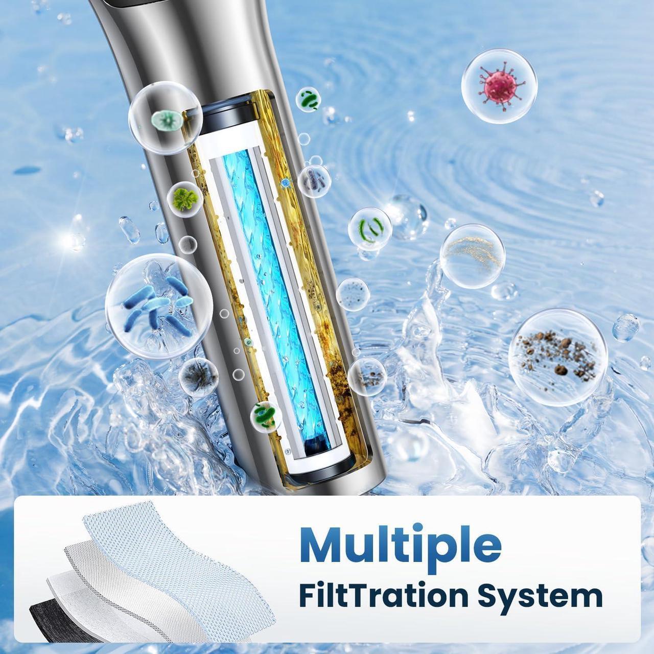 Alt view image 4 of 7 - Filtered Shower Head with Handheld, High Pressure Showerhead Filter for Hard Water - 3 Spray Modes, Adjustable Angle Shower Head Water Softener, Removable Filtering Showerhead with Hose
