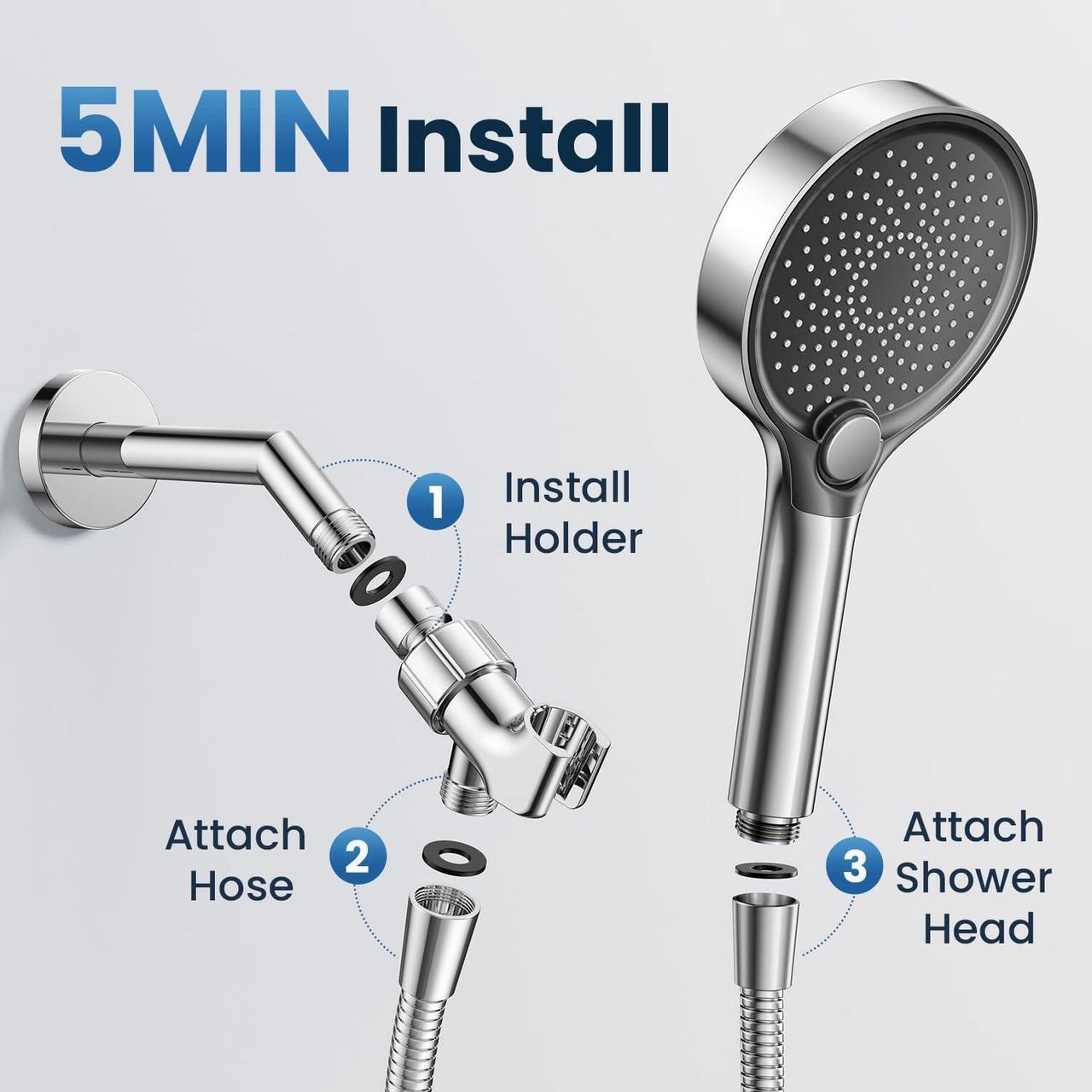 Alt view image 6 of 7 - Filtered Shower Head with Handheld, High Pressure Showerhead Filter for Hard Water - 3 Spray Modes, Adjustable Angle Shower Head Water Softener, Removable Filtering Showerhead with Hose