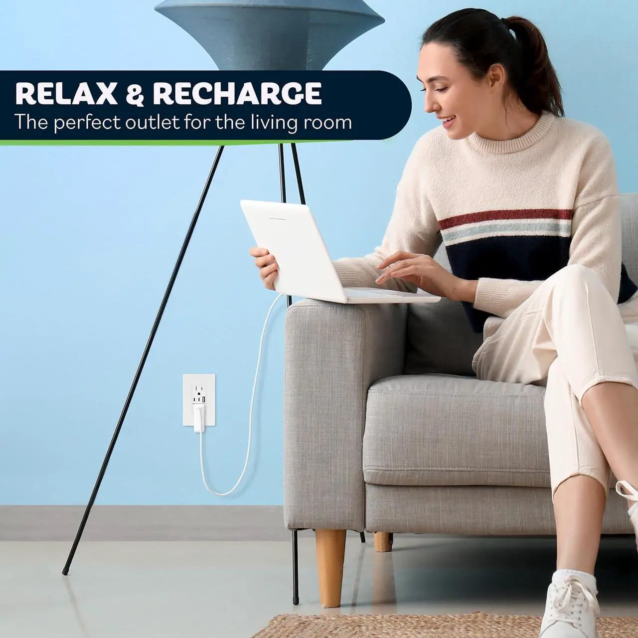 Alt view image 5 of 7 - TOPGREENER 4.2A 3-Port Type C USB Outlet, 15 Amp Receptacle Plug, Charging Power Outlet with Dual Type C&A Ports, Screwless Wall Plate Included, UL Listed, TU21542AC2-WSID, White, 2 Pack