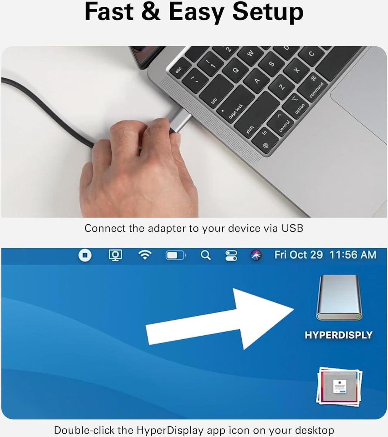 Alt view image 5 of 7 - Drive Dual 4K HDMI Adapter for M1/M2 MacBook 2X HDMI Pass-Through Charging