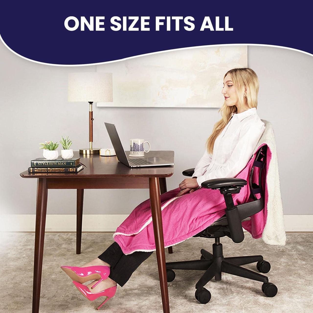 Alt view image 4 of 7 - The Original Office Chair Blanket by SnuggleBack; Cozy Comfy Office Desk Chair Wrap Attaches for Convenient Heat and Hands-Free. Stay Warm In The Winter or Summer. Gray Faux Fur with Sherpa Fleece