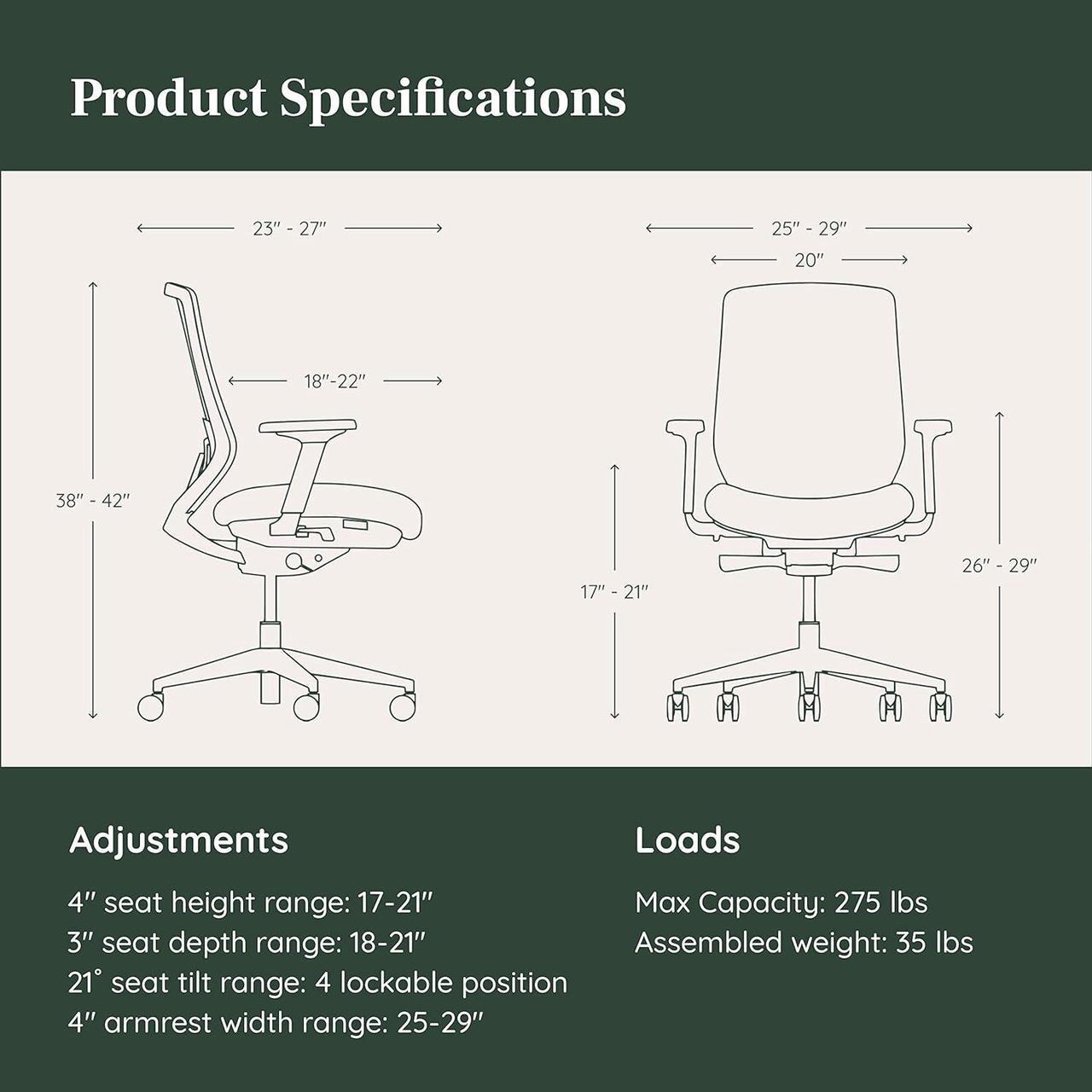 Alt view image 3 of 7 - Branch Ergonomic Chair - A Versatile Desk Chair with Adjustable Lumbar Support, Breathable Mesh Backrest, and Smooth Wheels - Experience Optimal Comfort and Support - Black