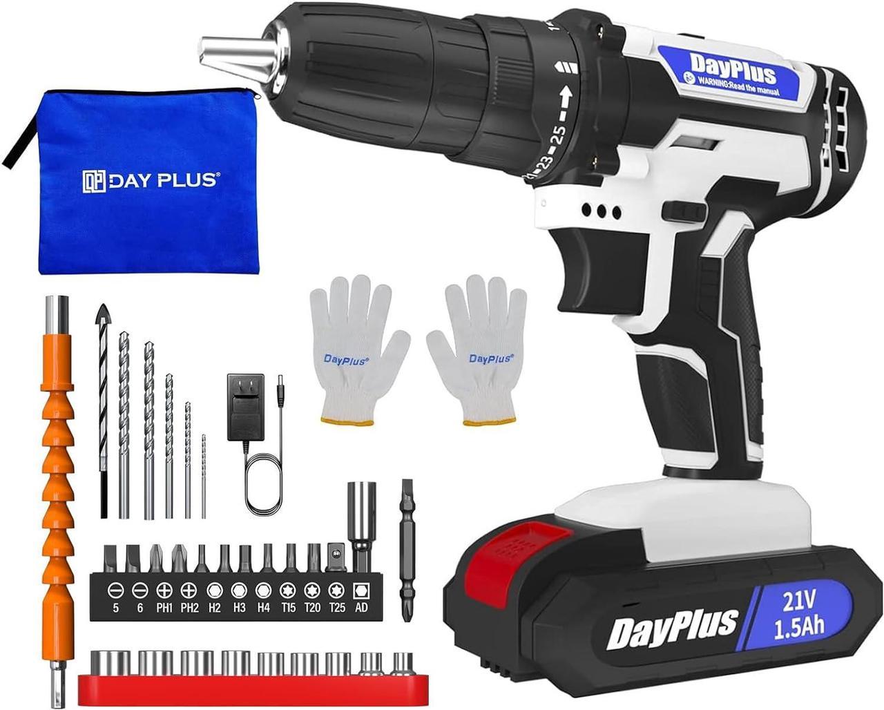 21v Cordless Power Drill Combi Driver Electric Screwdriver Tools Kit,2 Variable Speed 25+1 Torque Setting,29pcs Drill/Driver Bits