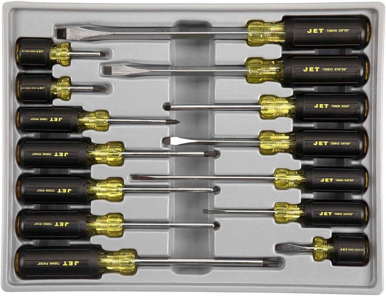 JET Screwdriver Set - Cushion Grip Handles- 14 Pieces