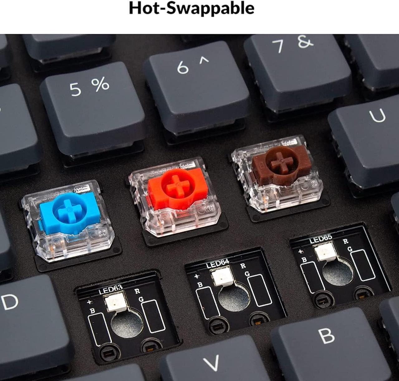 Alt view image 4 of 7 - Keychron K5 Hot-swappable Wireless Bluetooth/USB Wired Gaming Mechanical Keyboard, Ultra-Slim Full Size Layout 104 Keys White Backlight for Mac Windows, Low Profile Gateron Red Switch