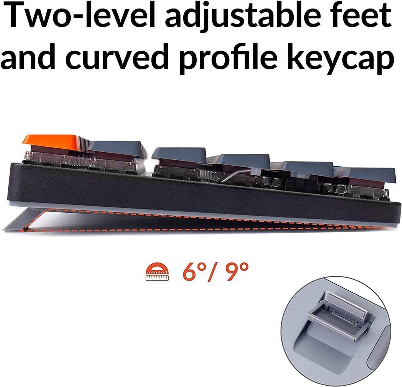 Alt view image 7 of 7 - Keychron K5 Hot-swappable Wireless Bluetooth/USB Wired Gaming Mechanical Keyboard, Ultra-Slim Full Size Layout 104 Keys White Backlight for Mac Windows, Low Profile Gateron Red Switch