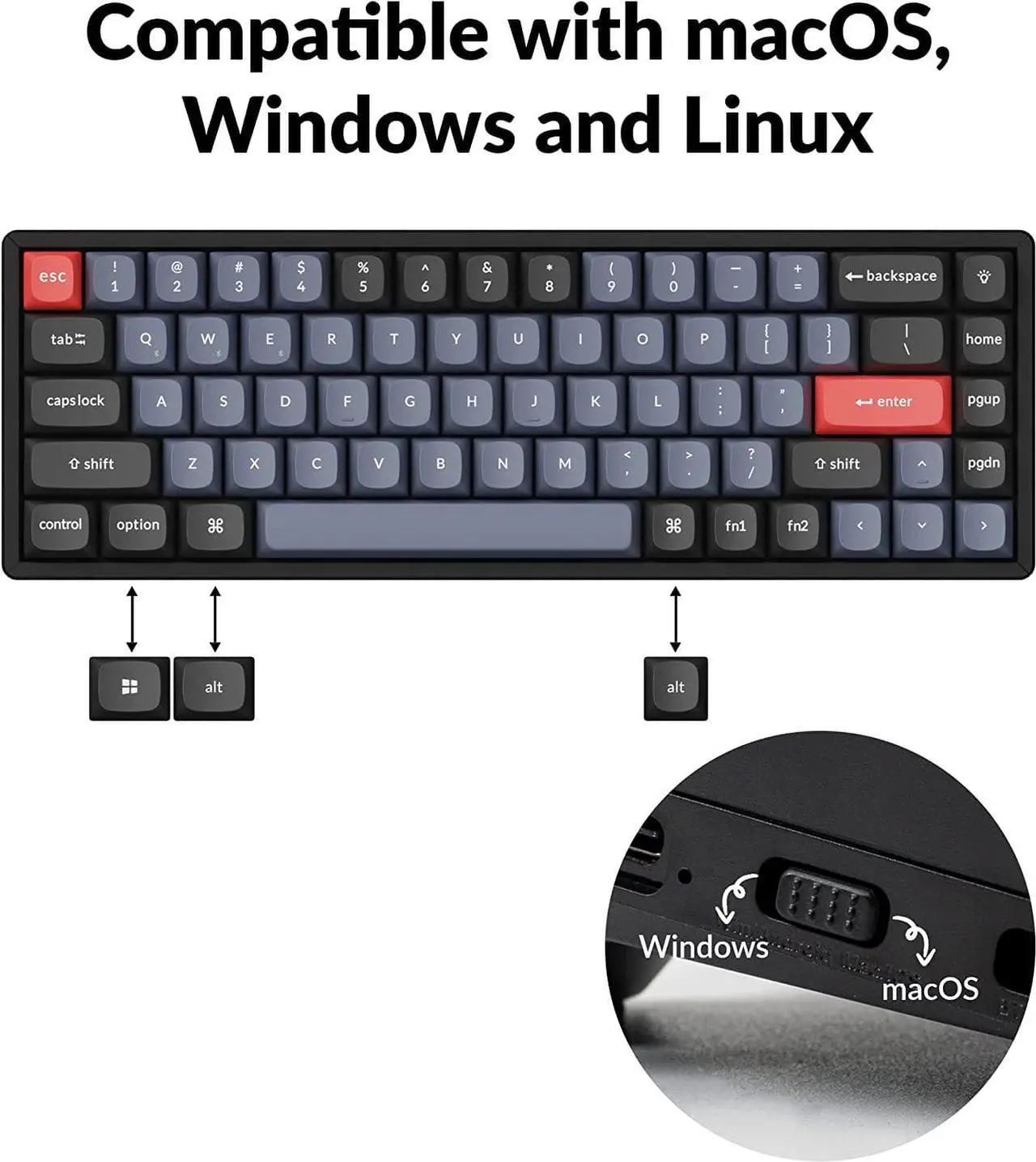 Alt view image 5 of 7 - Keychron K6 Pro Wireless Custom Mechanical Keyboard, QMK/VIA Programmable Macro, Hot-Swappable Keychron K Pro Brown Switch, 65% Layout Aluminum RGB Backlit Office Gaming Keyboard for Mac Windows Linux