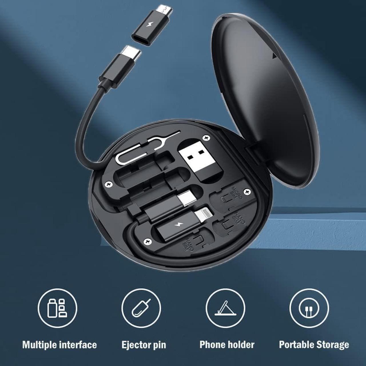 Alt view image 2 of 7 - Yesimla USB C Adapter Cable Kit, Multi Charging Cable Case Convertor USB C to Lightning/Type C/Micro/USB A Adapter, Data Transfer Contains Card Slot for Traveling, Use as Phone Holder (Black)