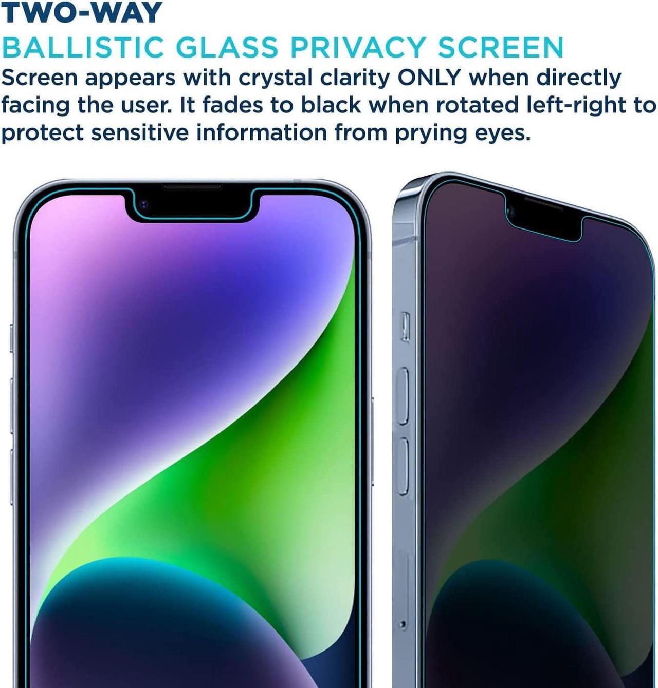 Alt view image 3 of 6 - Tech Armor [1 Pack Privacy Screen Protector for iPhone 14 Plus and iPhone 13 Pro Max Anti-Spy Case Friendly Easy Installation Ballistic Tempered Glass Bubble Free 3D Touch Support [6.7 inch]