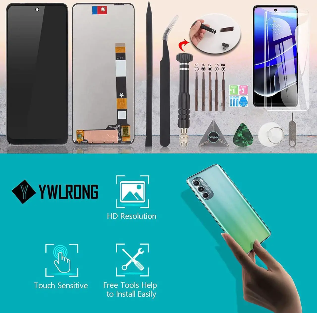 Alt view image 7 of 7 - Screen for Motorola Moto G Stylus 5G 2022 Screen Replacement for Motorola G Stylus 5G 2022 XT2215 XT2215-1 XT2215DL LCD Display Touch Screen Digitizer Assembly Replacement with Kit