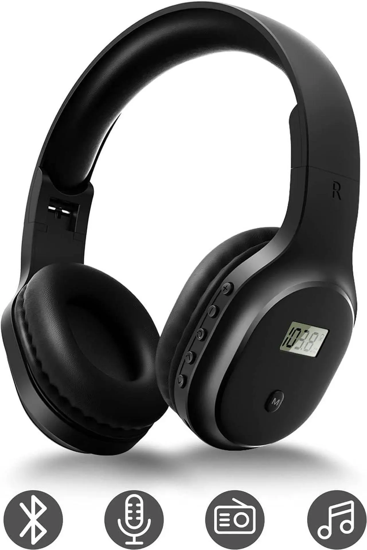 Main image of Wireless Headphones with FM Radio and Bluetooth 5.0, Rechargeable Portable Headset with Built-in Microphone, Lightweight and Comfortable Ear Muffs for Jogging, Mowing, Cycling, and More