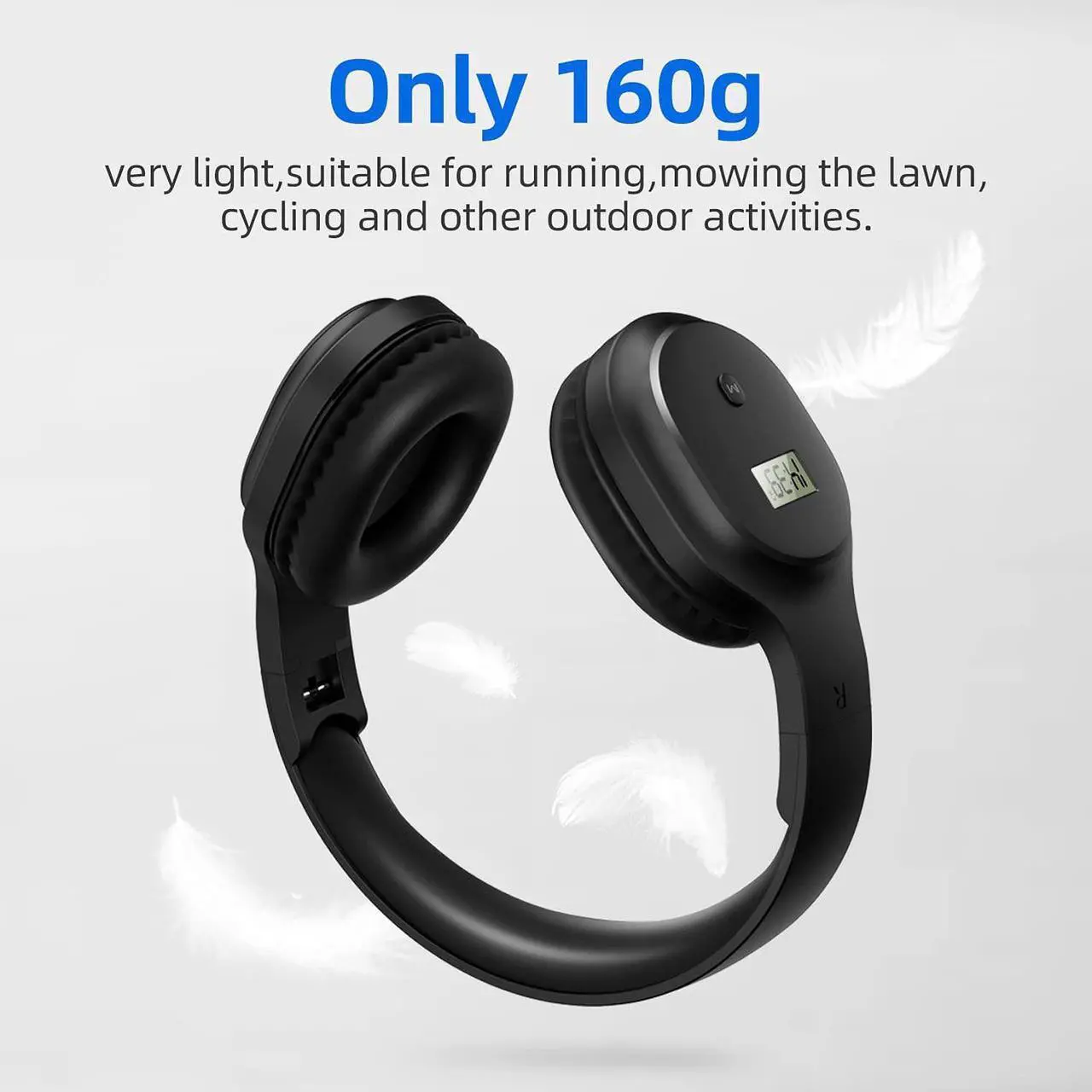 Alt view image 5 of 7 - Wireless Headphones with FM Radio and Bluetooth 5.0, Rechargeable Portable Headset with Built-in Microphone, Lightweight and Comfortable Ear Muffs for Jogging, Mowing, Cycling, and More