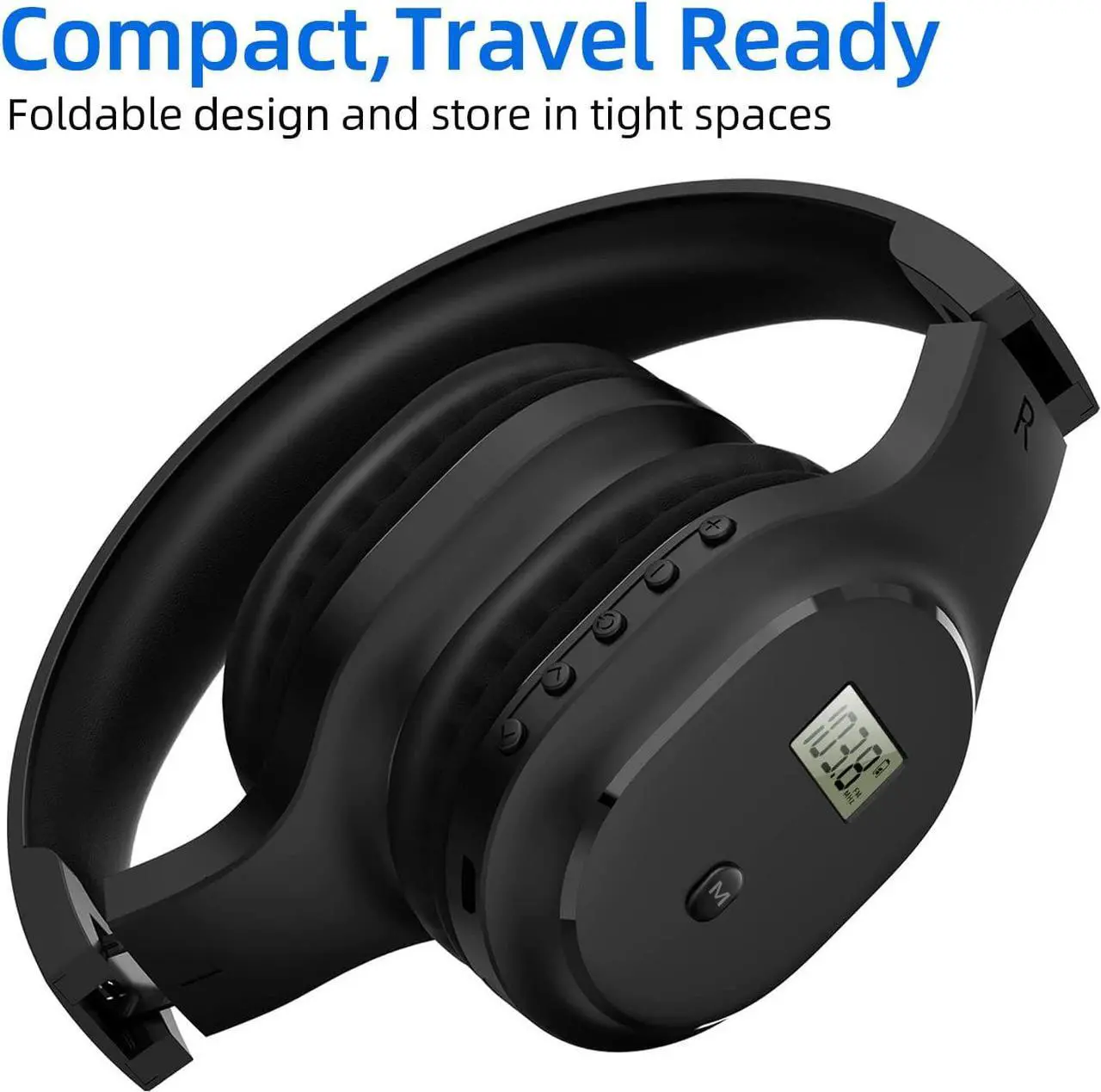 Alt view image 7 of 7 - Wireless Headphones with FM Radio and Bluetooth 5.0, Rechargeable Portable Headset with Built-in Microphone, Lightweight and Comfortable Ear Muffs for Jogging, Mowing, Cycling, and More