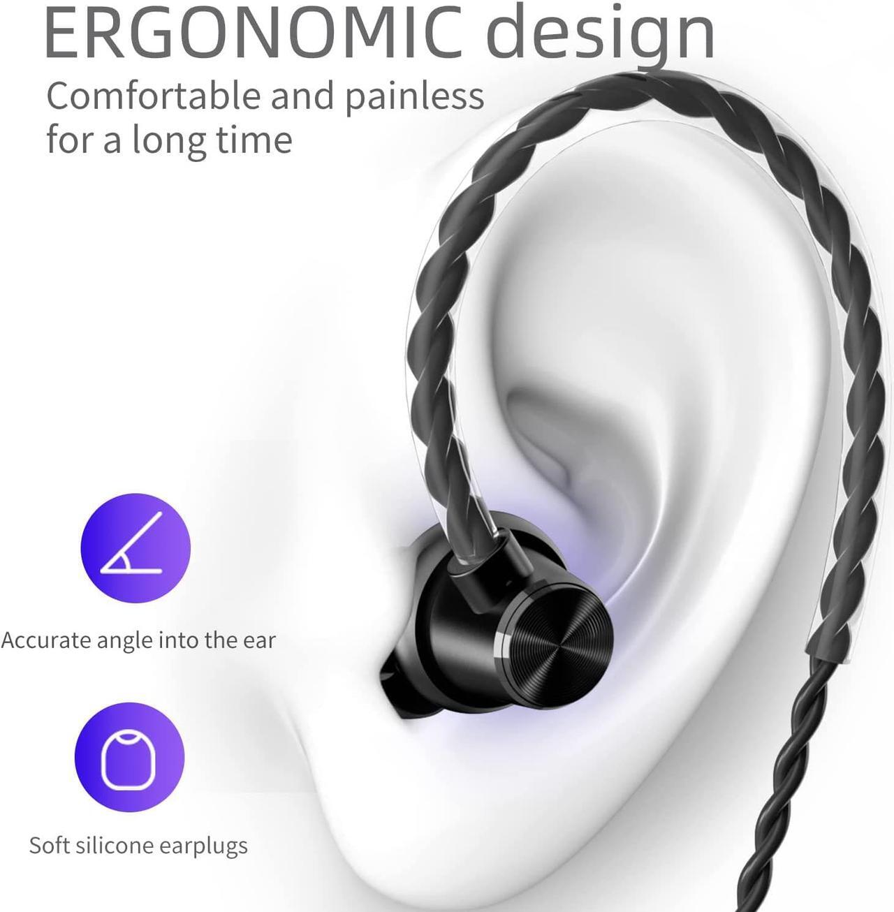Alt view image 4 of 7 - Ear Buds Extra Long Cord Headphones Without Mic Long Wired Earbuds for Tv Earphones with No Microphone Ear Buds Long Cord Length Earhook Earphones with 3.5 mm Headphone Plug